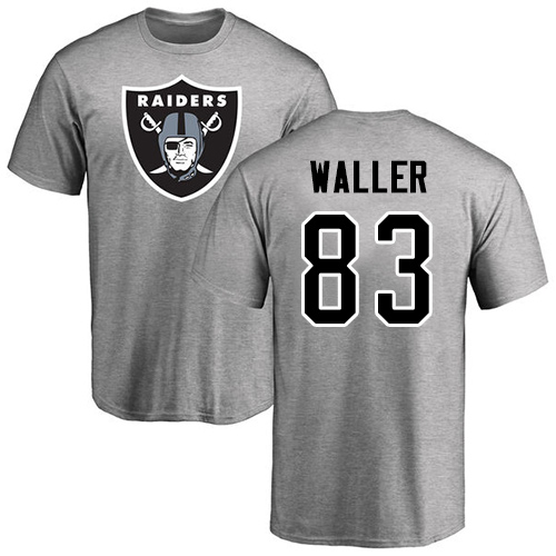 Men Oakland Raiders Ash Darren Waller Name and Number Logo NFL Football #83 T Shirt